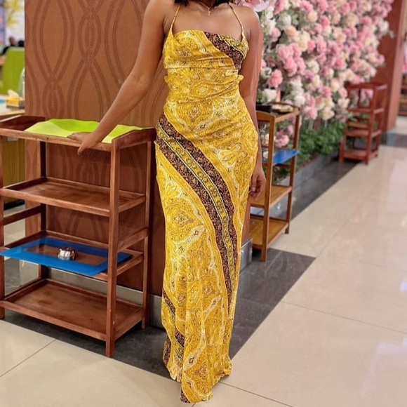 Dresses & Skirts - Mustard Paisley Print Maxi Dress